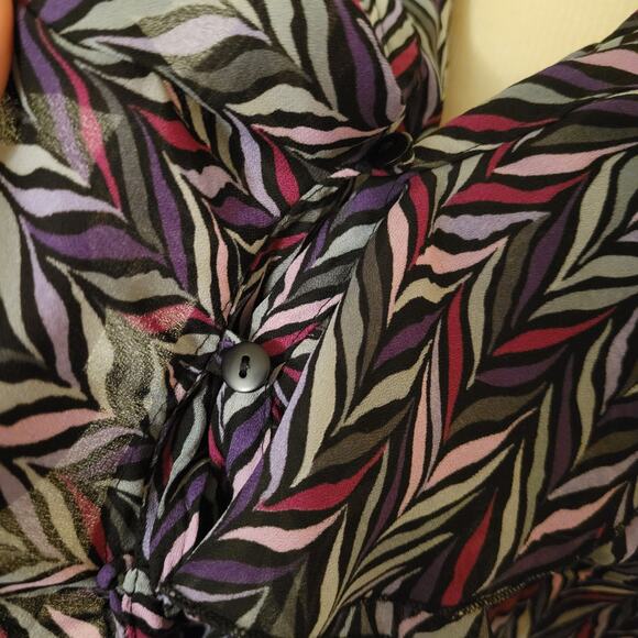 Y2K ruffle front chevron poet blouse Dress Barn black lace trim size large - Picture 7 of 8